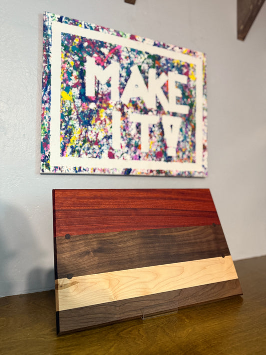 Charcuterie Board - Maple, Padauk, & Walnut Hardwoods (16" x 10.5")
