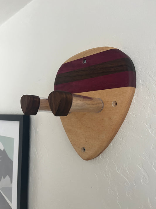 Guitar Hanger Wall Mount: Maple, Oak, Poplar, Purpleheart, and Walnut