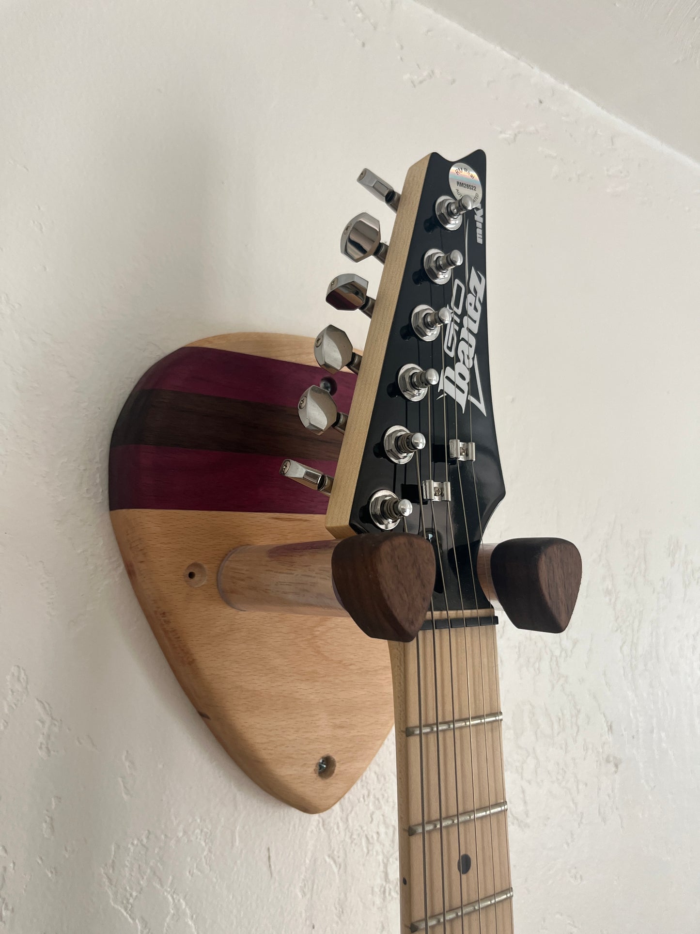 Guitar Hanger Wall Mount: Maple, Oak, Poplar, Purpleheart, and Walnut