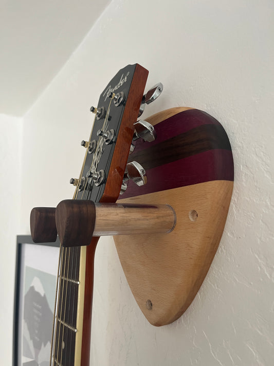Guitar Hanger Wall Mount: Maple, Oak, Poplar, Purpleheart, and Walnut