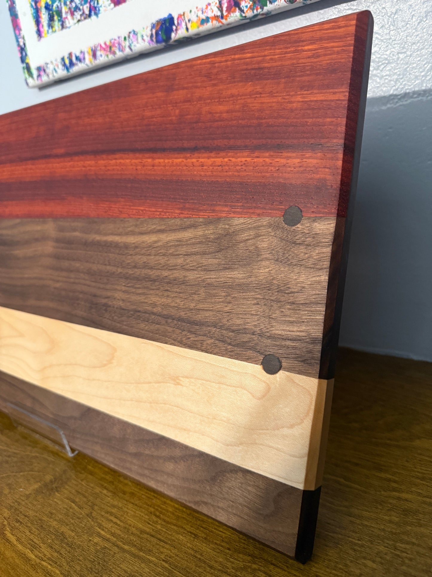 Charcuterie Board - Maple, Padauk, & Walnut Hardwoods (16" x 10.5")