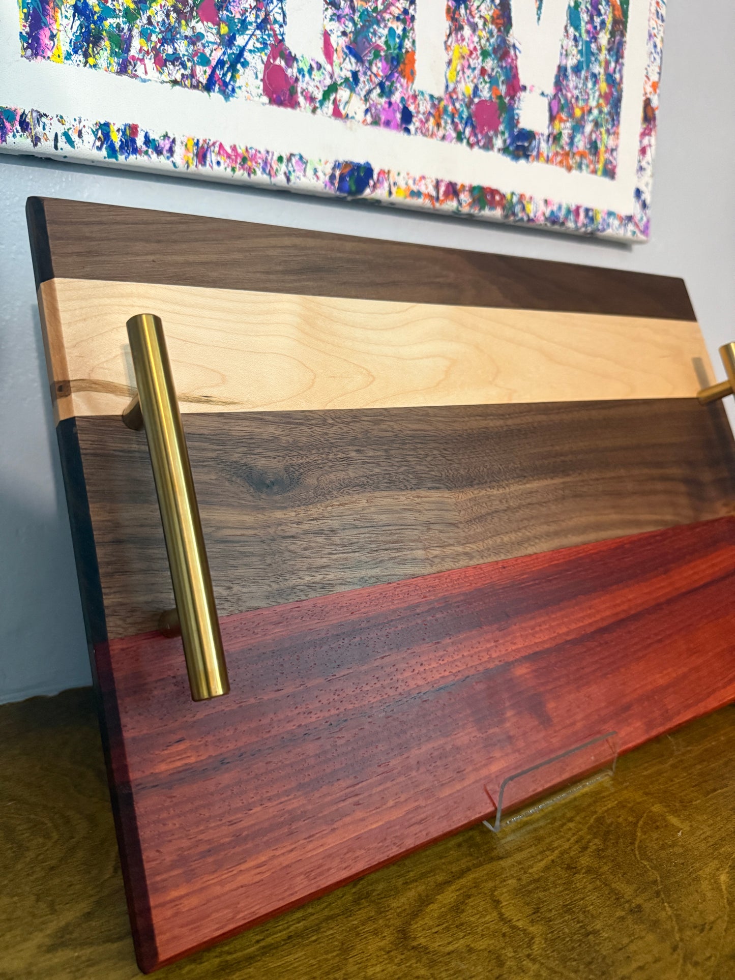 Charcuterie Board - Maple, Padauk, & Walnut Hardwoods (16" x 10.5")