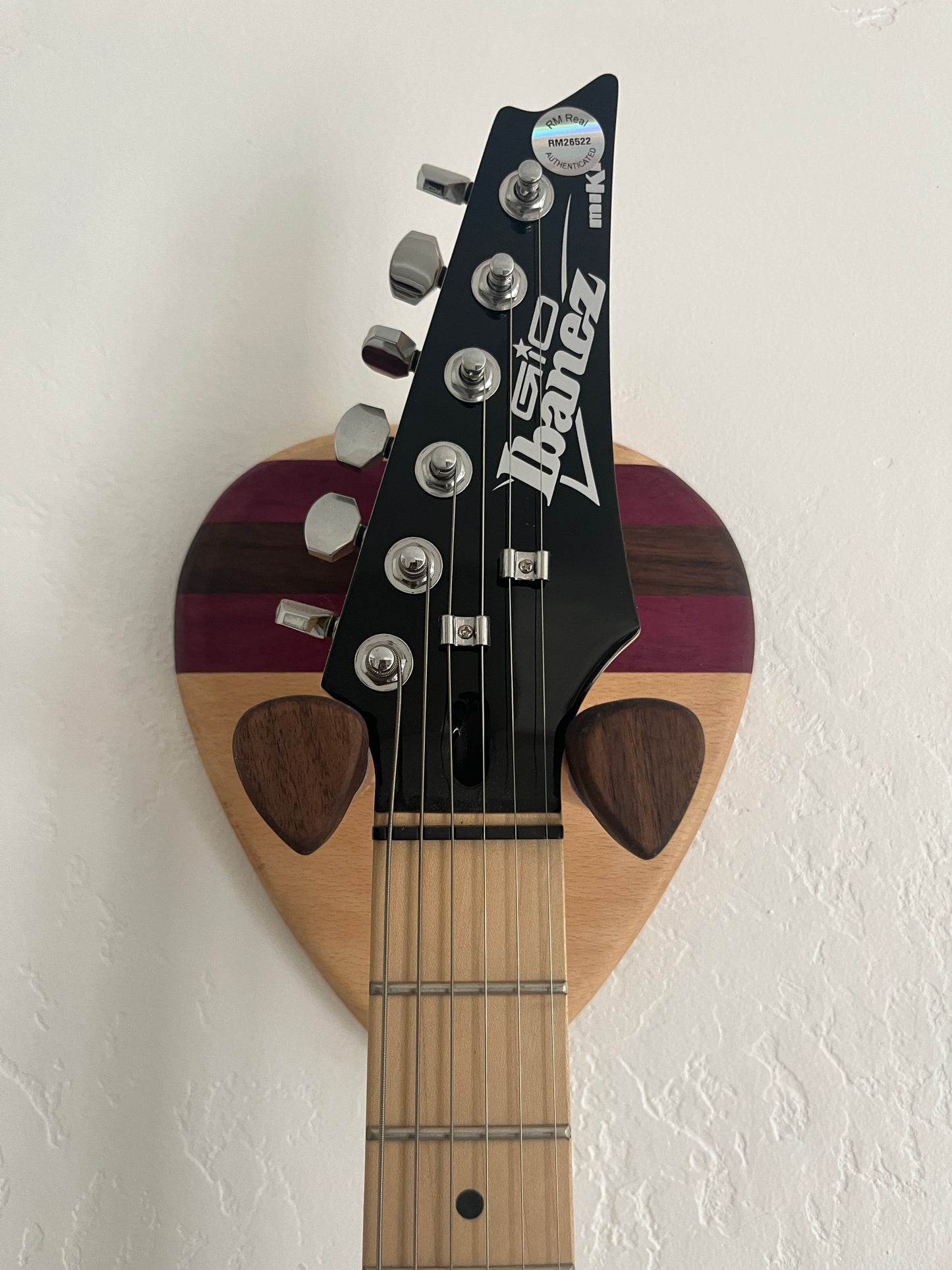 Guitar Hanger Wall Mount: Maple, Oak, Poplar, Purpleheart, and Walnut