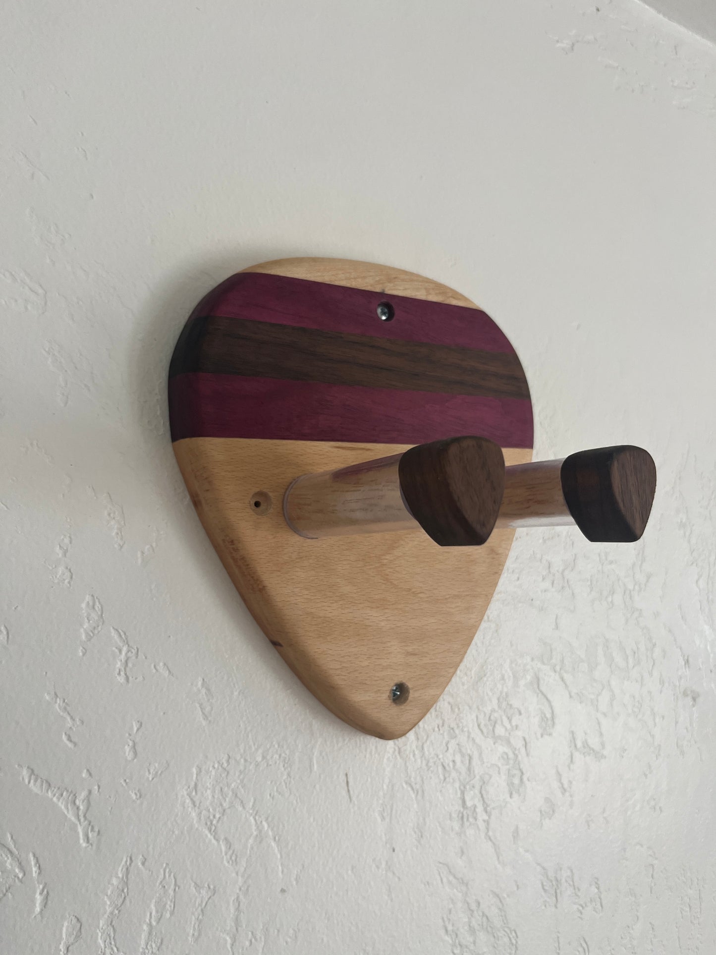Guitar Hanger Wall Mount: Maple, Oak, Poplar, Purpleheart, and Walnut