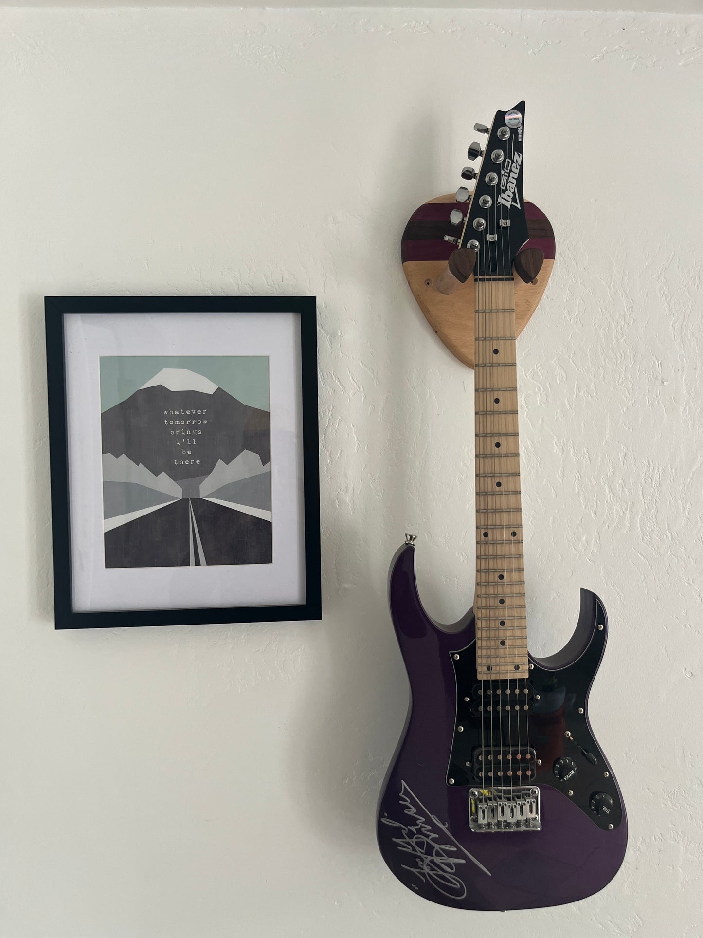 Guitar Hanger Wall Mount: Maple, Oak, Poplar, Purpleheart, and Walnut