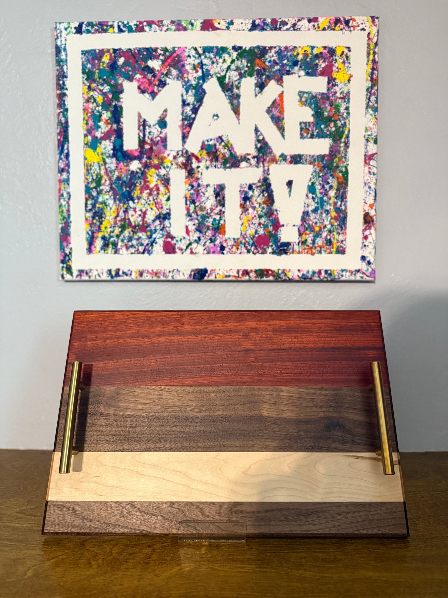 Charcuterie Board - Maple, Padauk, & Walnut Hardwoods (16" x 10.5")