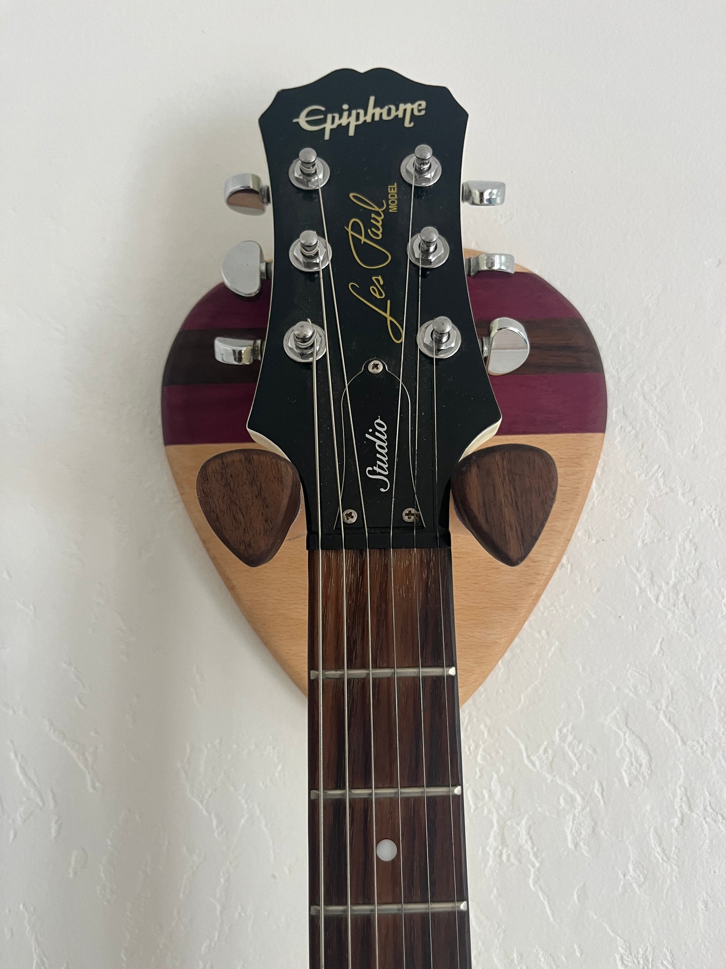 Guitar Hanger Wall Mount: Maple, Oak, Poplar, Purpleheart, and Walnut