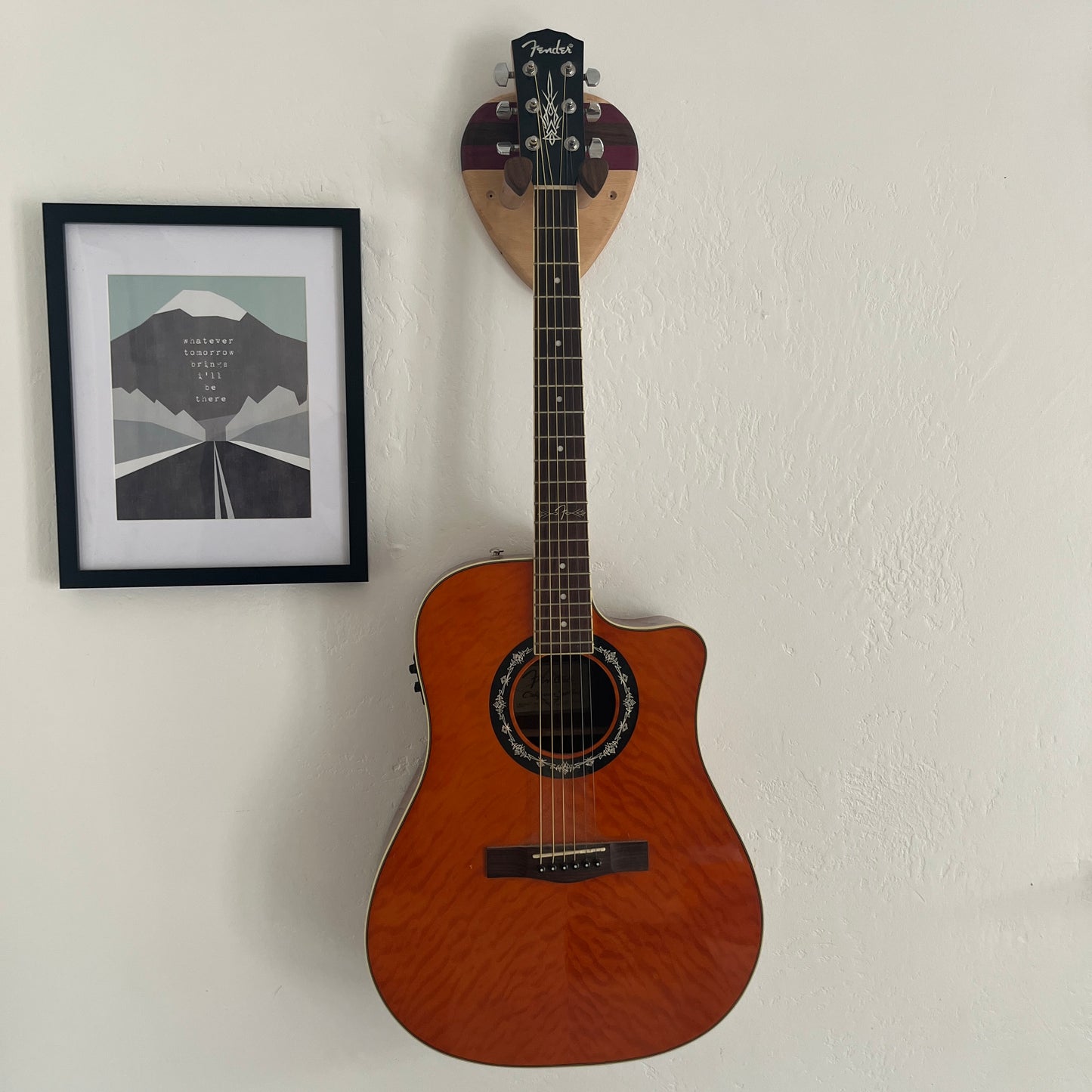 Guitar Hanger Wall Mount: Maple, Oak, Poplar, Purpleheart, and Walnut