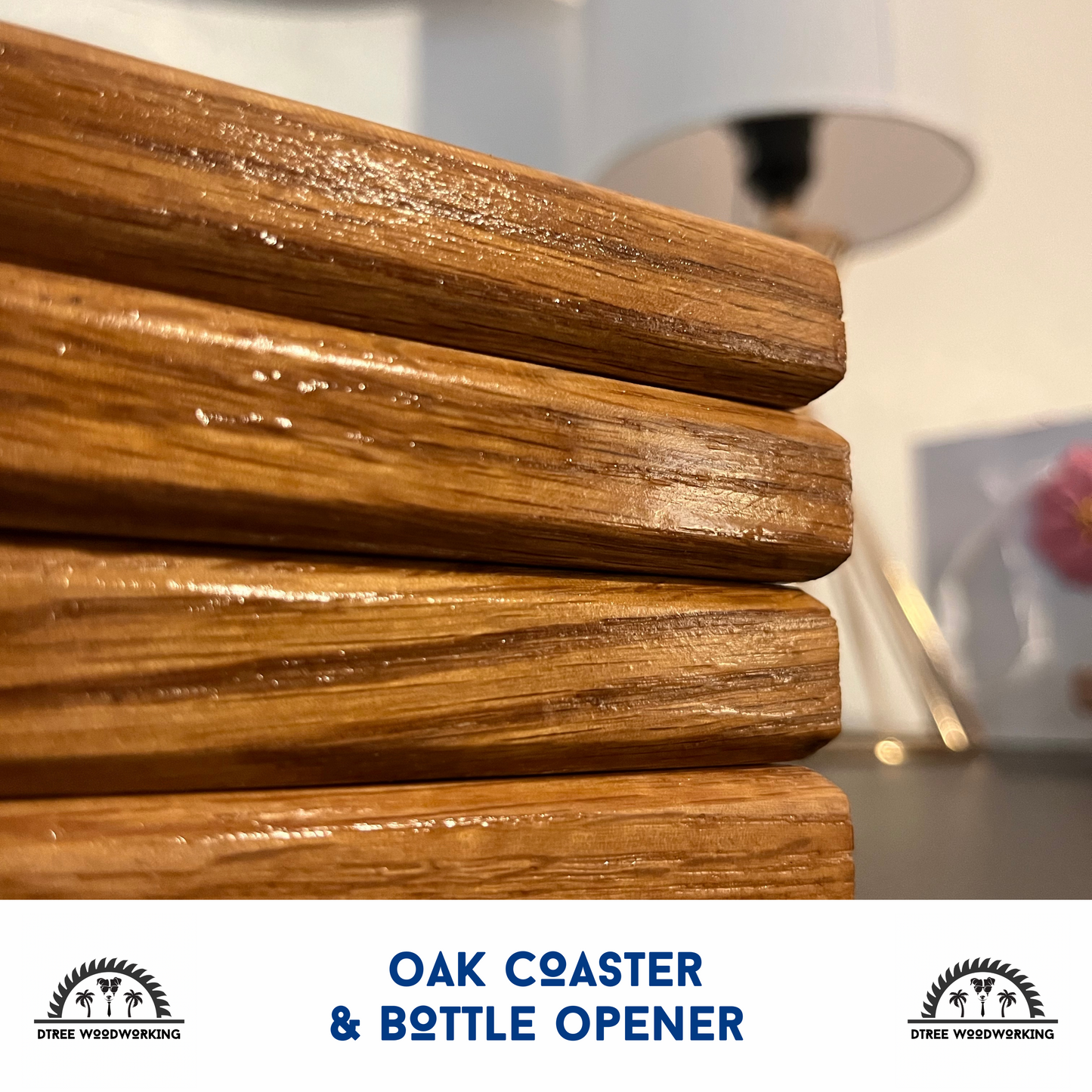 Coaster Bottle Openers: Oak
