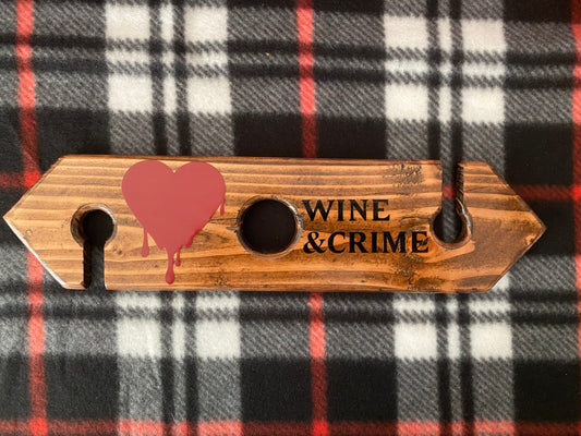 Handmade Wooden Wine Bottle Holder & Glass Caddy | Wine Glass Holder for Two